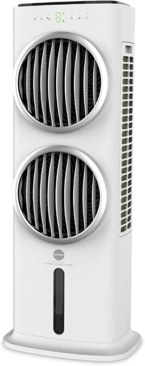 Verdampingskoeler - Mobiele Airco - Ruimte Koelen - Dubbele Ventilator - 100cm Hoog - Wit