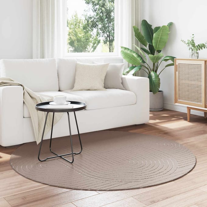 vidaXL - Binnen- - en - buitenkleed - PALMERAS - Beige - Ø - 200 - CM - Polyester