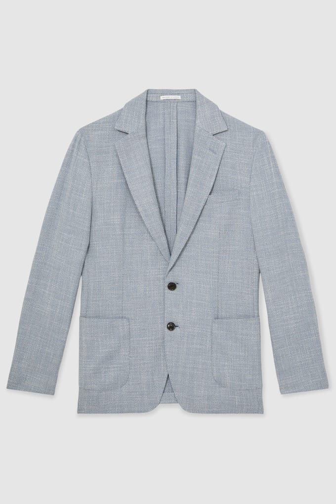 Reiss Sb 2b Notch Textured Blazer Soft Blue Maat: 40 | Blazers Outlet | Heren | Blauw