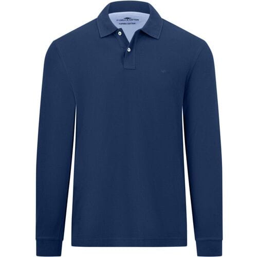Fynch-Hatton Polo Uni Color Longsleeve Supima Cotton Midnight / male