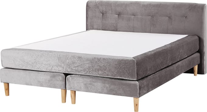 MARQUISE - Tweepersoons boxspring - Grijs - 160 x 200 cm - Fluweel