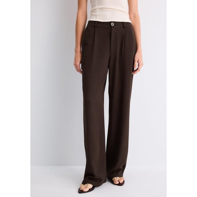 Stradivarius Rechte broek met linnenlook  Bruin 36