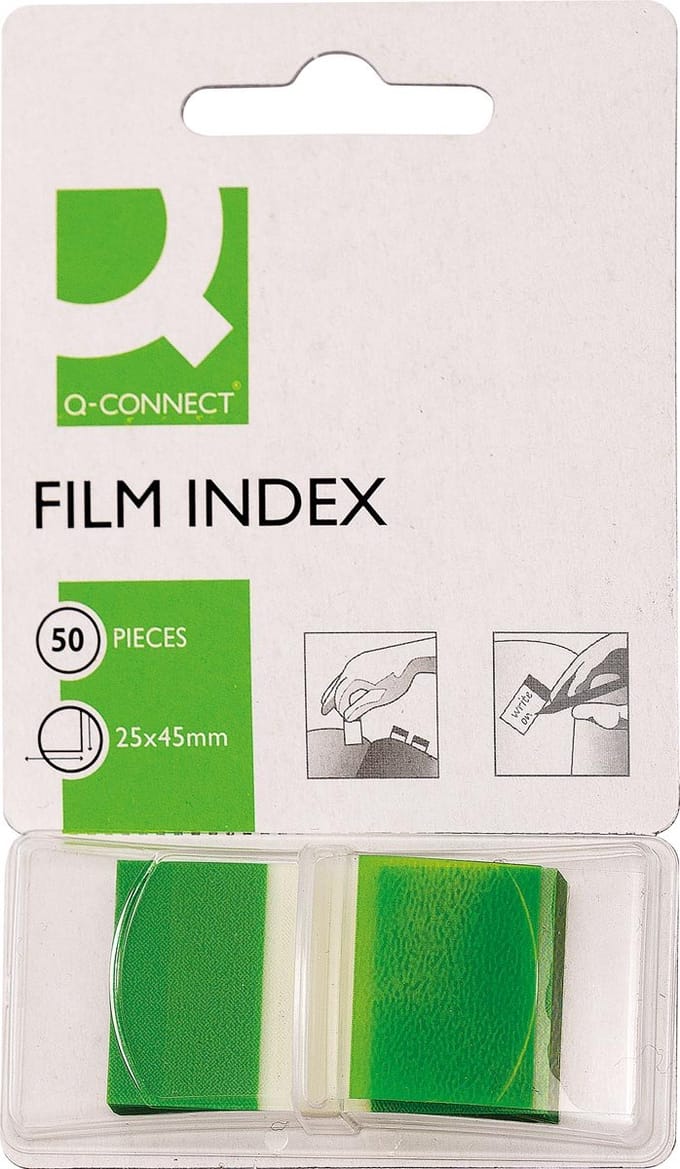 Q-CONNECT index, ft 25 x 45 mm, 50 tabs, groen 12 stuks