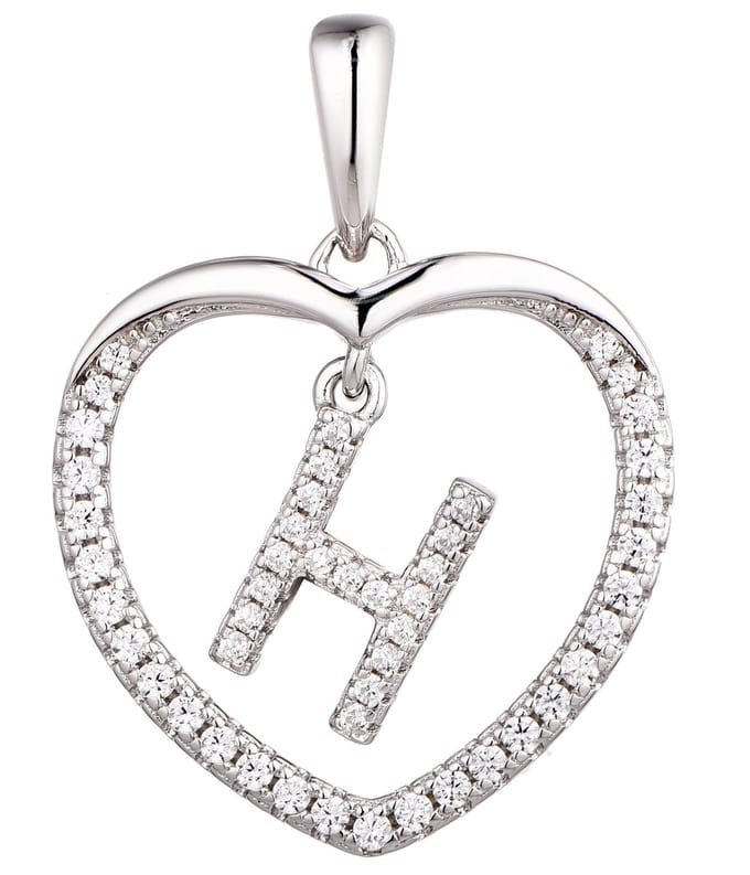 N3 Collecties 925 Hartje zilver Ketting met Hanger -Letter H