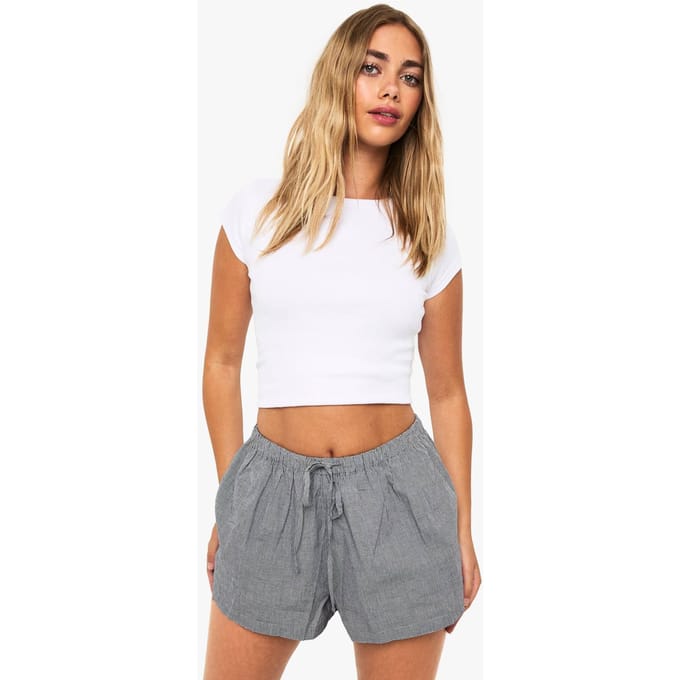 boohoo Dames Geweven Flippy Gingham-short | Black | Maat: 6