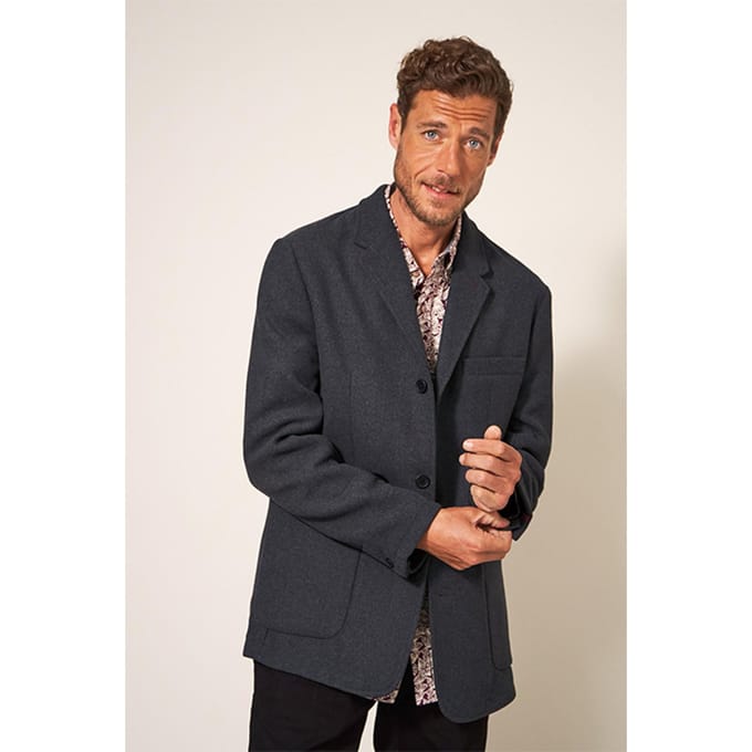 White Stuff Finn Melton Jacket Charcoal Grey Größe: 46 | Blazer Outlet | Herren | Schwarz