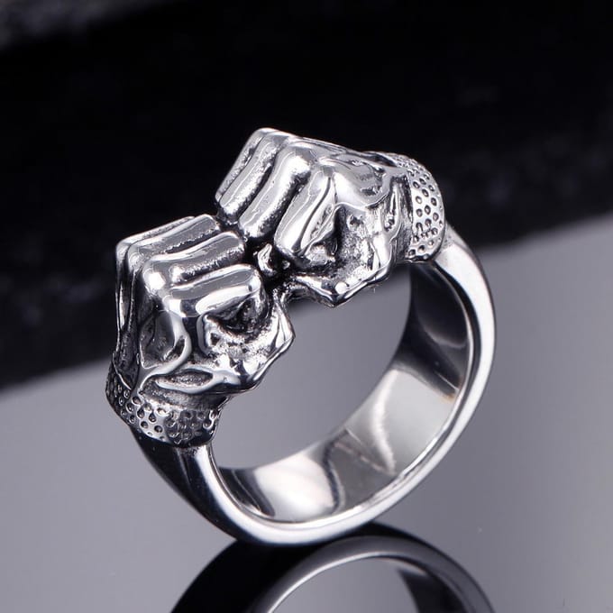 Nieuwe Mode Trendy Heren Gepersonaliseerde Eenvoudige Vuist Ring No. 13 white