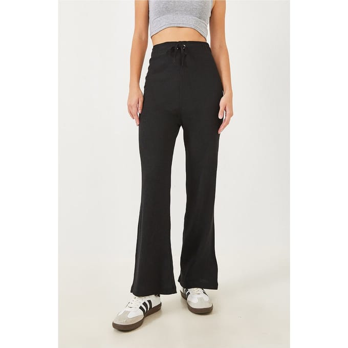Getextureerde Wijde Pantalon met Strik