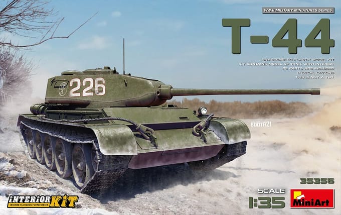 MiniArt Modelbouwpakket Militaire voertuigen - 35356 T-44 Tank with Interior Kit Plastic - 1:35 - Modelbouw
