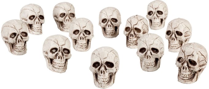 Boland Halloween Doodskoppen - 24x stuks - mini - 4 x 3 cm - schedels - halloween versiering