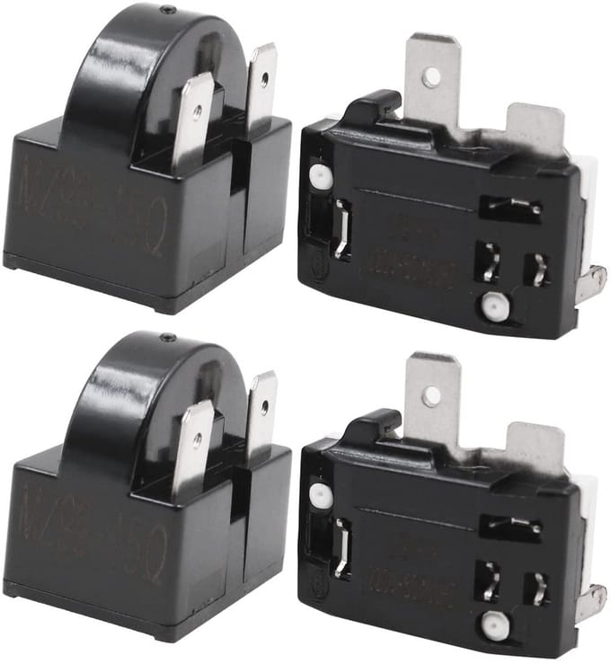 2 Stuks Compressor Start Relais 3Pin 15Ohm + 2 Stuks Overbelasting Protector voor Koelkast Reparatie