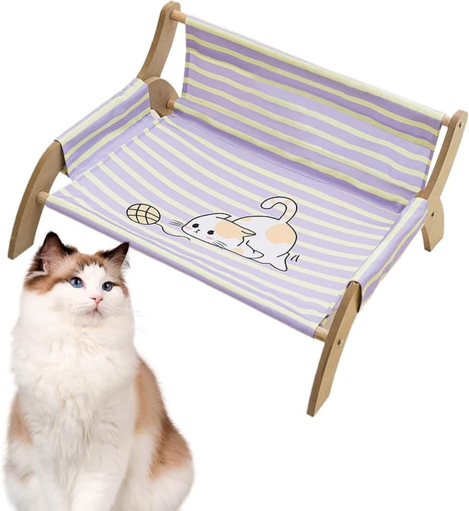 Kattenstoel - Ontspannend meubel - Slapen en rusten - Ademend canvas ontwerp - 53x46x28 cm - Gestreept
