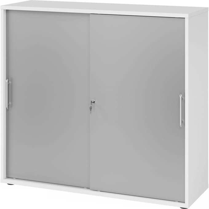BETA 1753S | Schuifdeurkast | 3 OH - Rail handvat (kunststof) Wit/Zilver