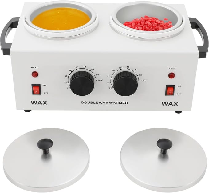 Dubbele Waxwarmer - Ontharingsmachine Elektrisch - Professioneel Harsen - Dubbele Pot 400ml - 35x20x36cm - Wit
