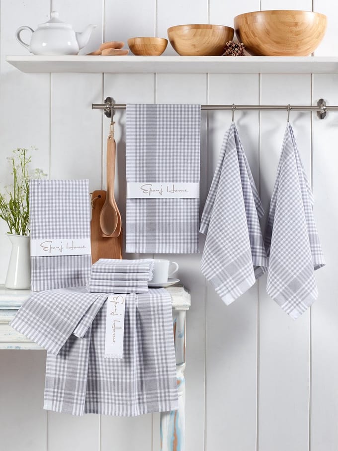 Asir Washanddoekenset (10 stuks) – grijs-wit – 45 x 65 cm