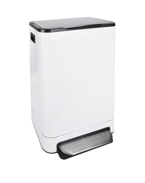 DESQ® Pedaal Prullenbak - 40L - RVS - Binnenemmer - Geurfilter - Softclose - Wit