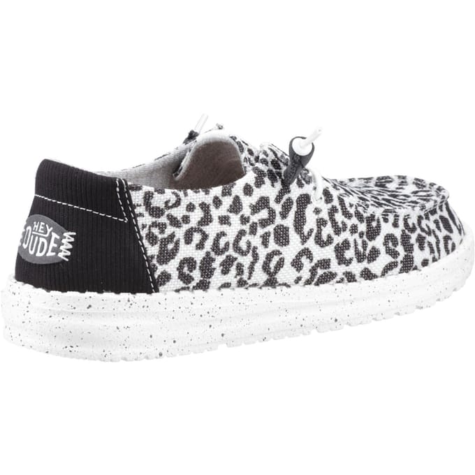 HEYDUDE Wendy Leopard Cotton Blend zwart/grijze damesschoenen