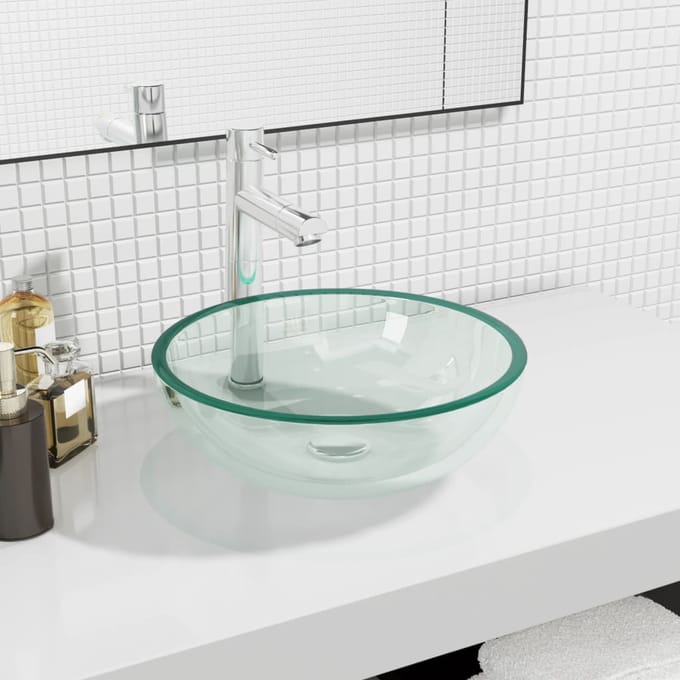 vidaXL - Wasbak - 35x12 - cm - gehard - glas - transparant