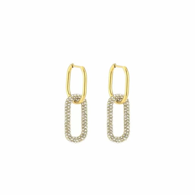 Bijoutheek Oorhangers Vierkant Hoop Zirkonia Stenen Gold
