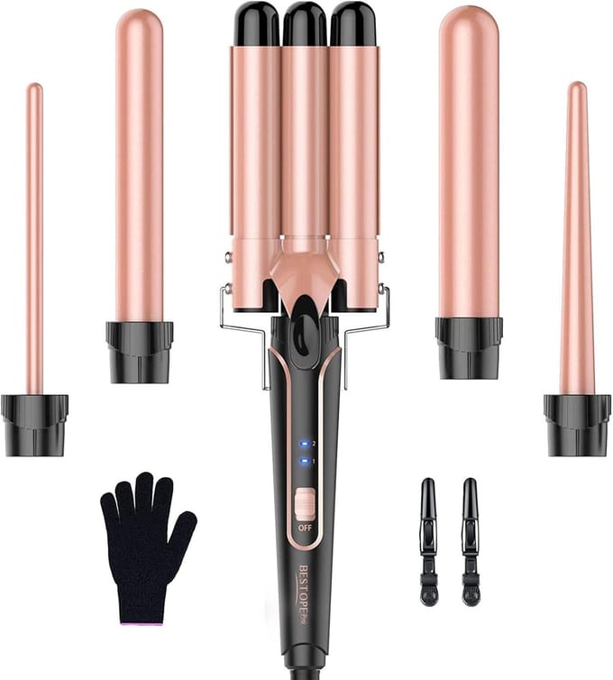5-in-1 Krultangset voor Diverse Krullen met Snelle Opwarming en Temperatuurinstellingen