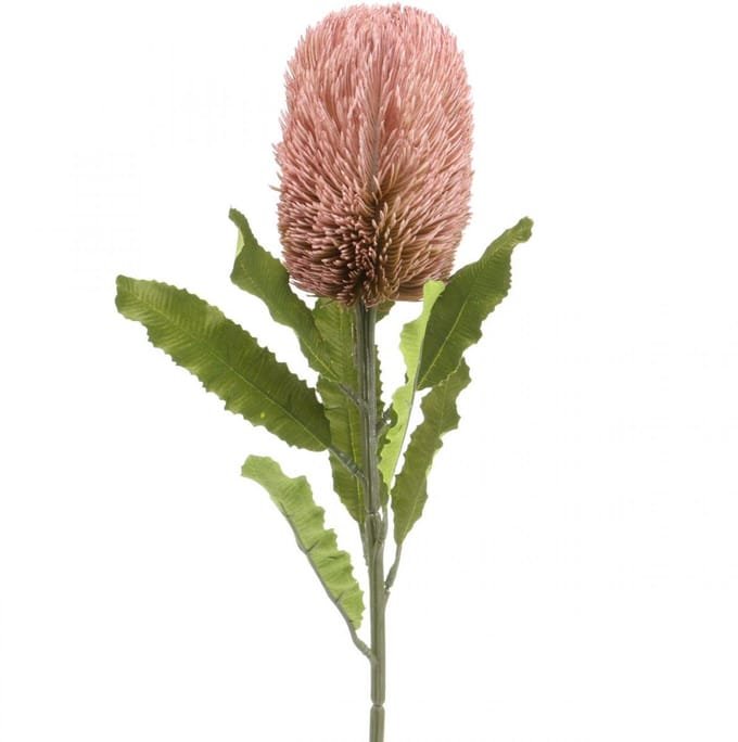 Kunstbloem Banksia roze herfstdecoratie herdenkingsbloemwerk 64cm