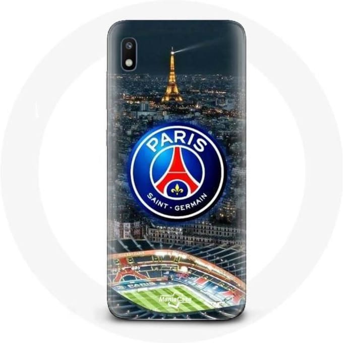 Coque - maniacase - Samsung Galaxy A10 - Noir - Souple - PSG Logo Tour Eiffel noir
