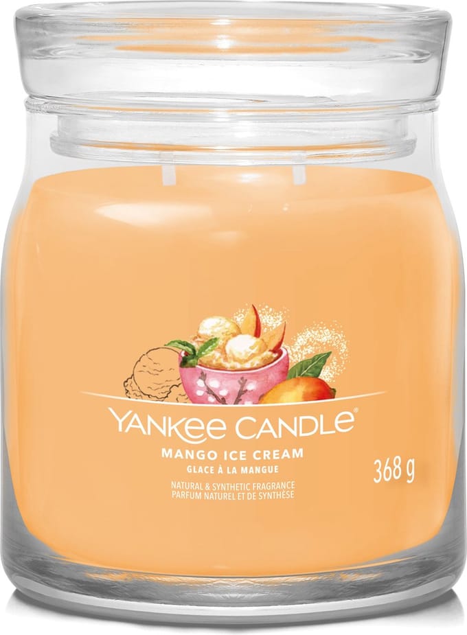 Yankee Candle - Mango Ice Cream Medium Geurkaars - 50 branduren - 2 lonten