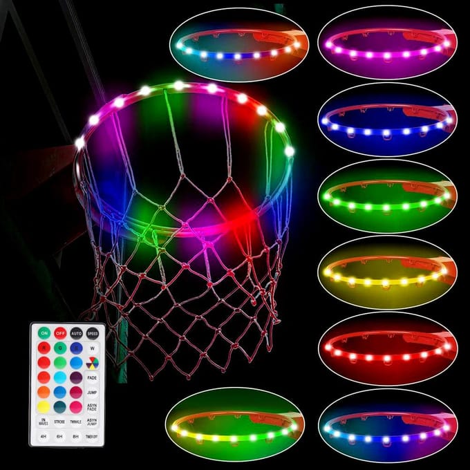 LED Basketbalring Verlichting Afstandsbediening Basketbalring LED Lamp 4 Modi 16 Kleuren Waterdicht voor white