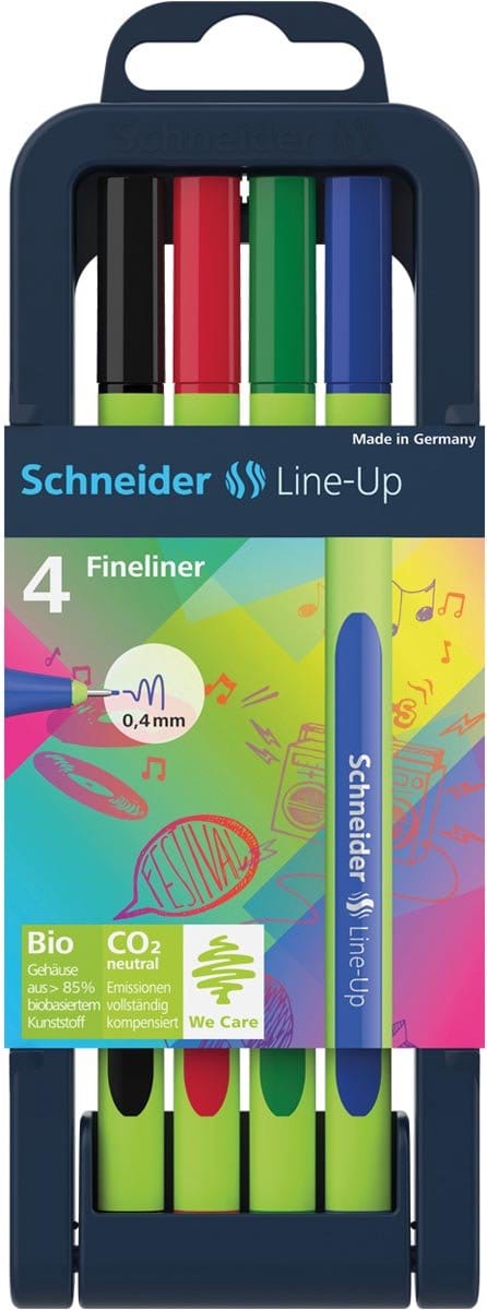 Schneider fineliner - Line-Up - lijnbreedte 0,4mm - 4 stuks - S-191094