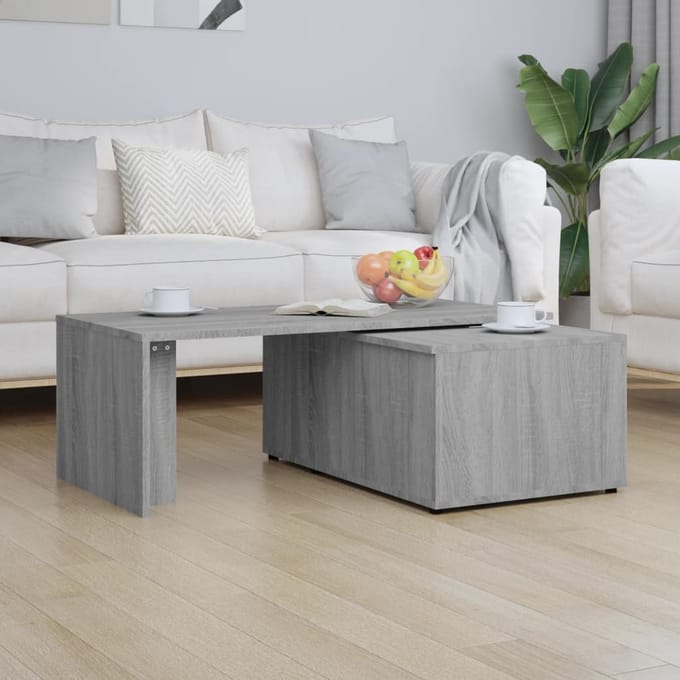 vidaXL - Salontafel - 150x50x35 - cm - bewerkt - hout - grijs