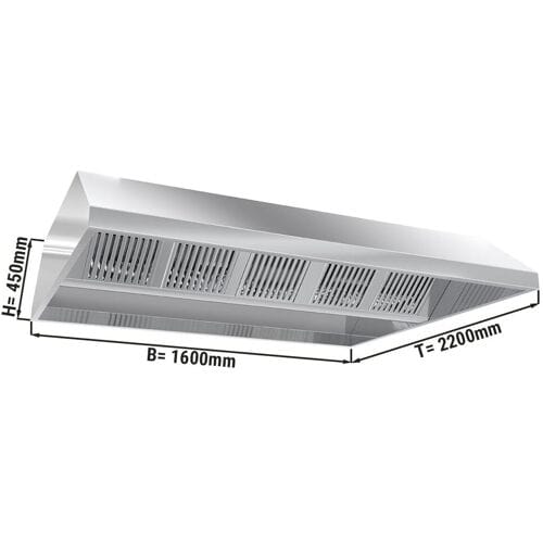 GGM Gastro Deckenhaube - 1600mm - mit Filter & Lampe Zilver