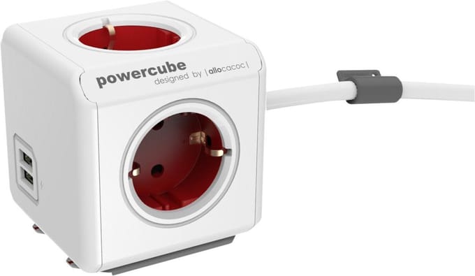 DesignNest PowerCube Extended - USB - Schuko - Rood