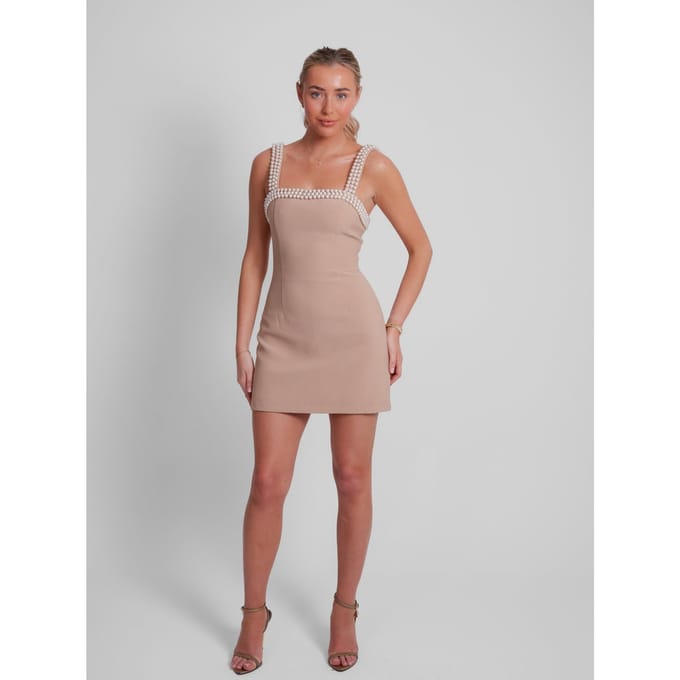 Odd Muse Pearl Mini Dress Camel Maat: XXS | Mini Jurken Outlet | Dames | Beige