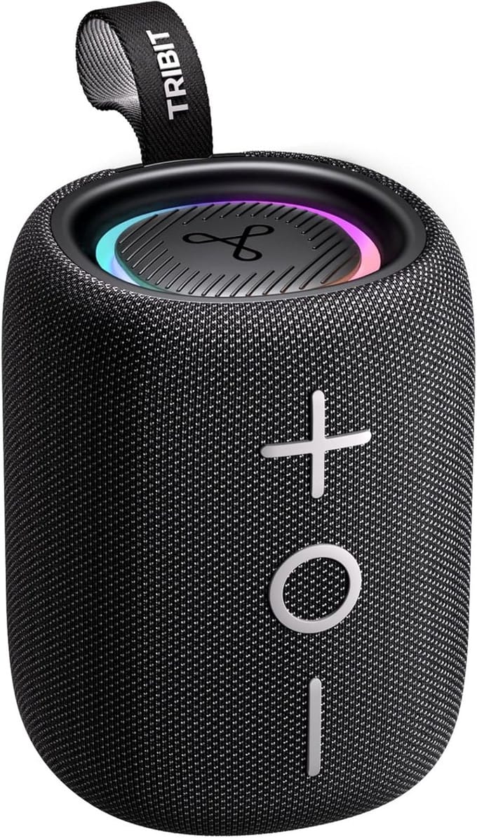 Draagbare Bluetooth-luidspreker met 12 W, 360° geluid, 12 uur speeltijd, IPX7, RGB-verlichting, en TWS-koppeling