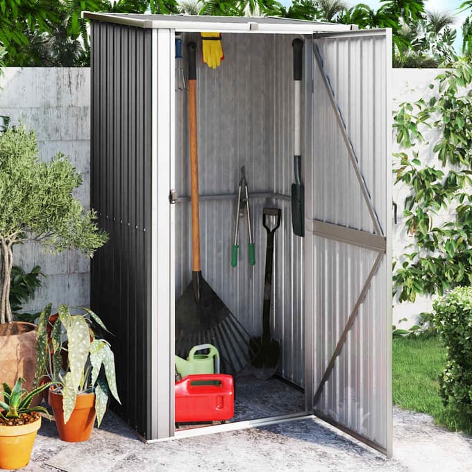 vidaXL - Tuinschuur - 118,5x97x209,5 - cm - gegalvaniseerd - staal - antraciet