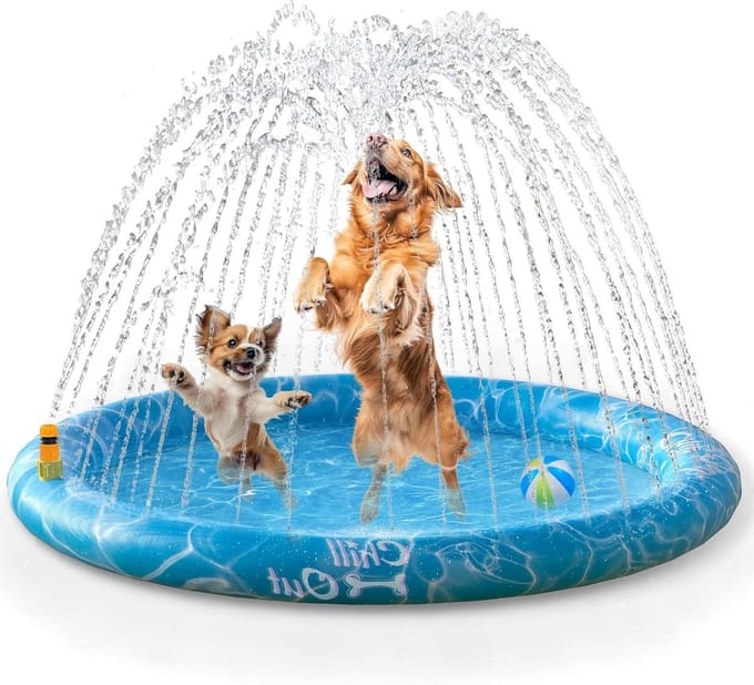 Hond Sproeiermat - Water Speelgoed - Buiten Koelen - Antislip PVC - 130 cm - Blauw