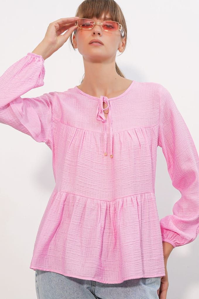 Gestructureerde Blouse met Strikvoorkant