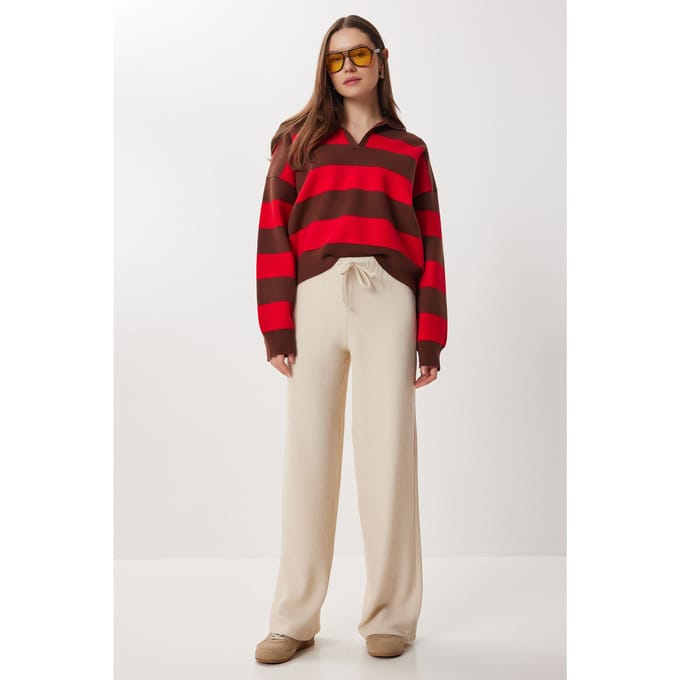 Hoge Taille Geweven Wijde Broek