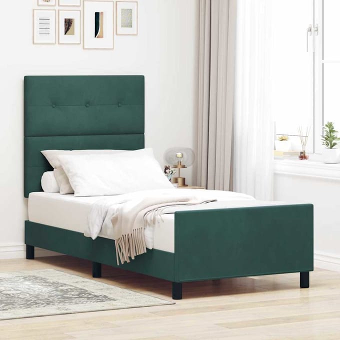 vidaXL - Boxspring - bed - met - hoofdeinde - Donkergroen - 100 - x - 200 - cm - Fluweel