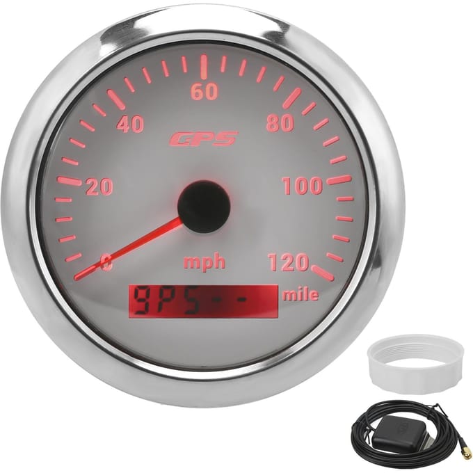 GPS Snelheidsmeter 85mm 3.35in Kilometerteller 120MPH H IP67 Waterdicht voor Instrumentenpanel wit