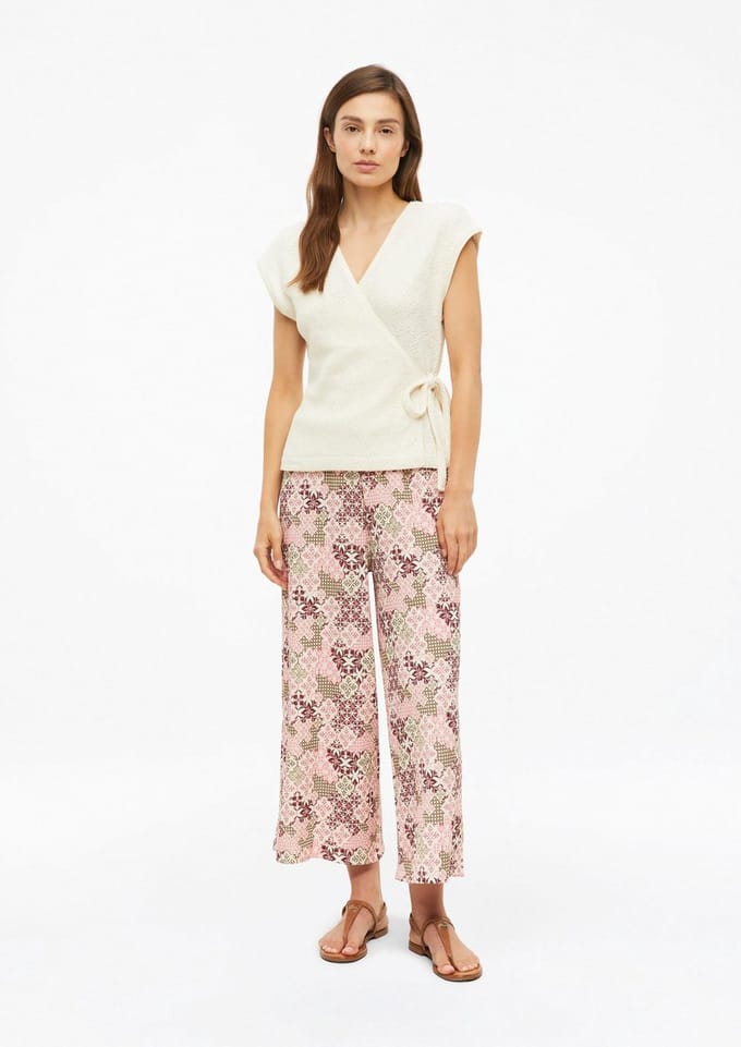 Hoge Granate Effen Vrouwelijke Jersey Broek met Elastische Taille s.Oliver