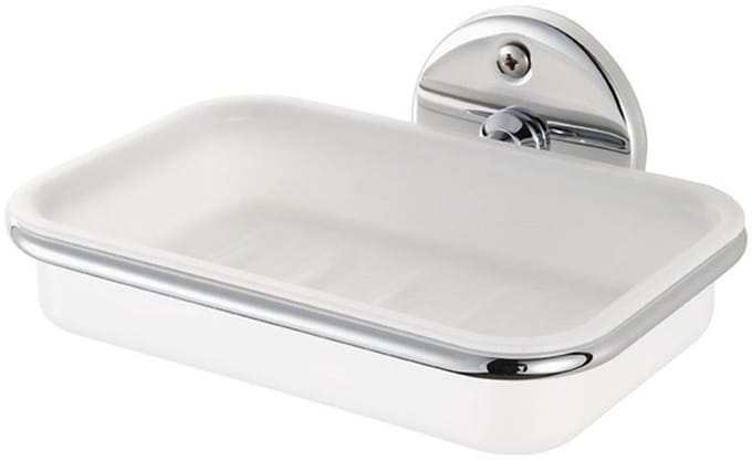 Haceka zeephouder chroom met inzet wit