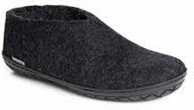 Glerups Warme Vilten Pantoffel Schoen Zwarte Rubber Zool