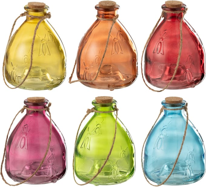 J-Line plateau Wespenvanger - glas - mix - large - 6 stuks - Ø 13 cm