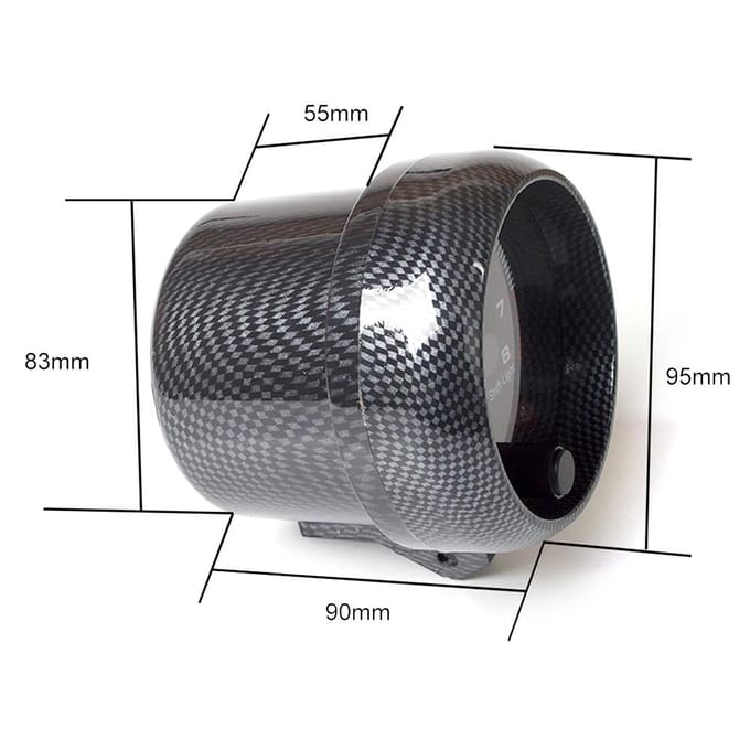 3,75  Auto Universele koolstofvezel Toerenteller Meter Wit Inter Shift licht 0-8000 RPM black