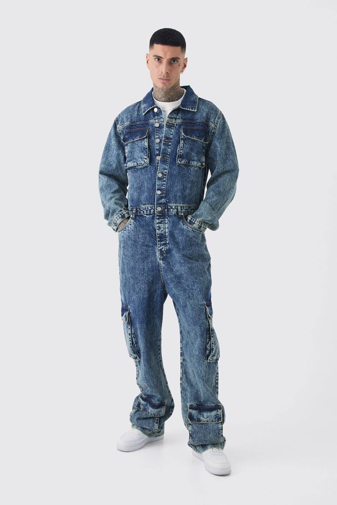 Tall Oversized Denim Boilersuit | Vintage Blue | Size 50