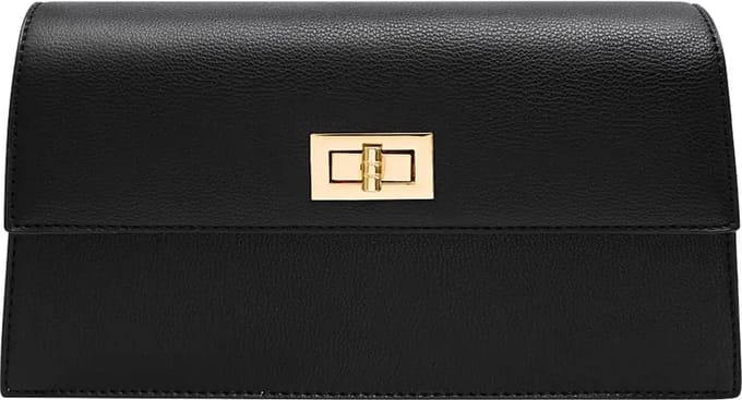 Zwarte Schoudertas Pretty Basic - Kunstleer - Handtassen - Gouden draaislot - Dames Tassen - Zwart