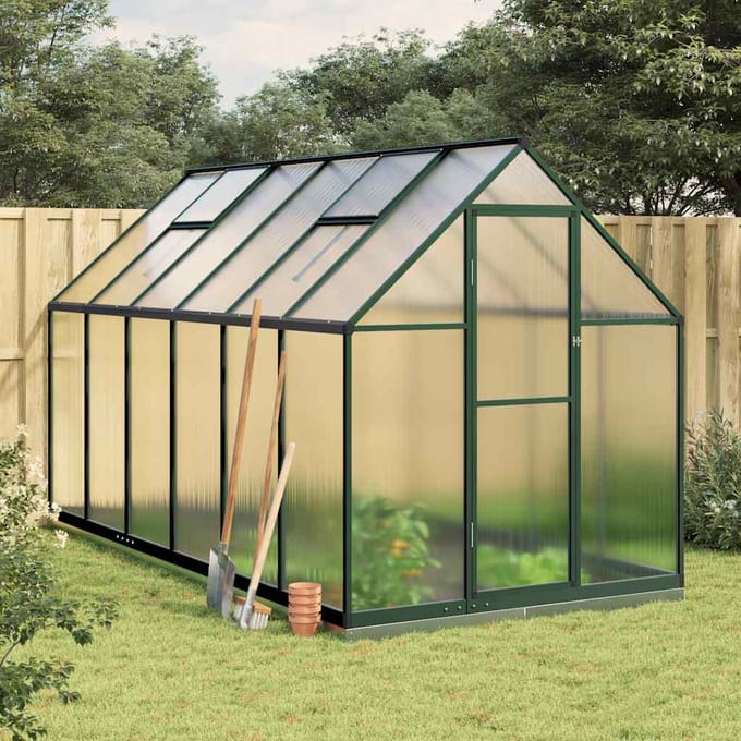 vidaXL - Tuinkas - met - basisframe - 334x169x202 - cm - aluminium - groen