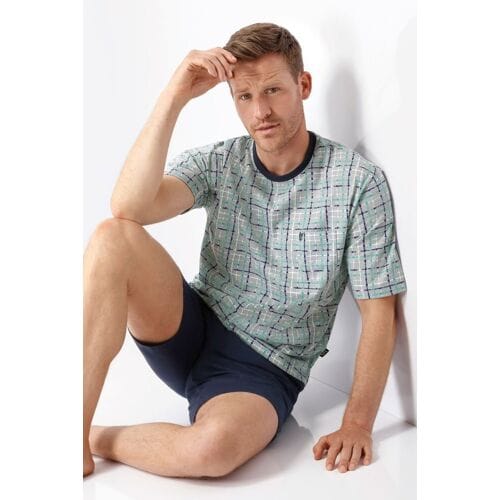 Geruite heren shortama Hajo - Grijs - Maat - 60