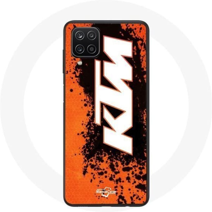 Coque Samsung Galaxy A12 KTM Logo blanc fond orange